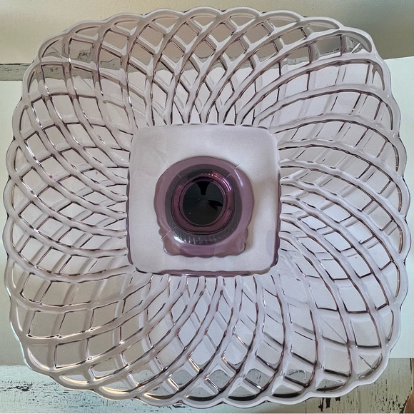 Vintage LE Smith Trellis Lavender Purple Square Pedestal Cake Plate Stand - Picture 7 of 15